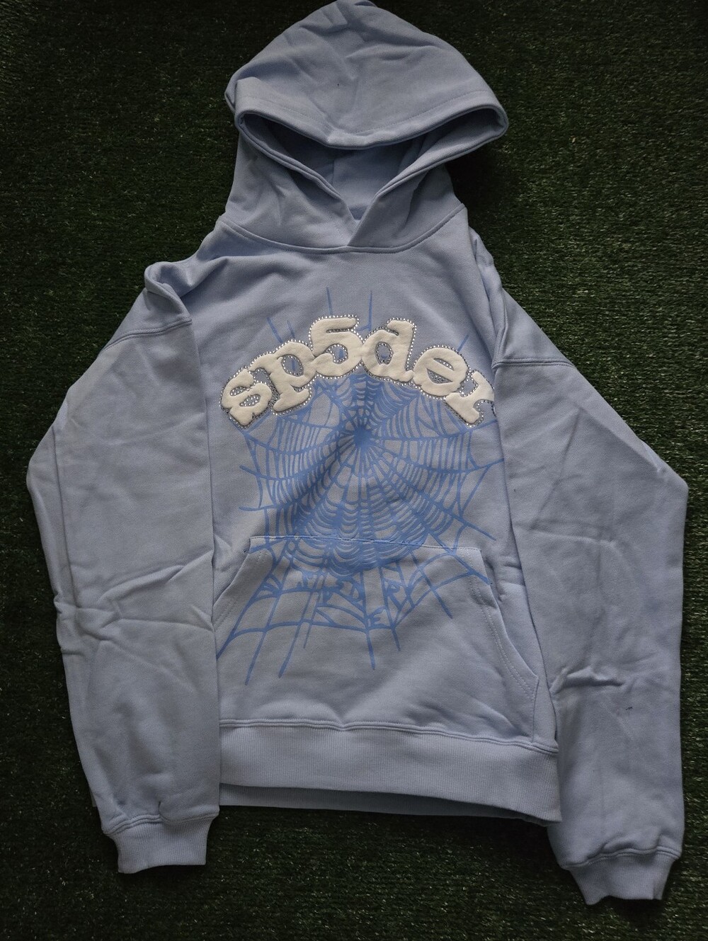 Light Blue Sp5der Hoodie Size Meduim Authentic